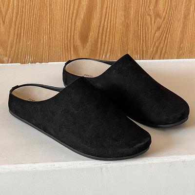 Übergröße 38-46 Offene Ferse Lässige Schuhe Pantoletten Herren Wildleder Leder Rückenfreie Slipper Hausschuhe Halbschuhe Slipper Ballerinas Pantoletten Sandalen