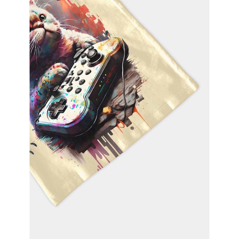 Short Sleeve T-shirt for a Boy Korean Cute Fluffy Gamer Cat Children's Clothes 2024 Kids Spring Clothes Tops Top Shirts T-shirty