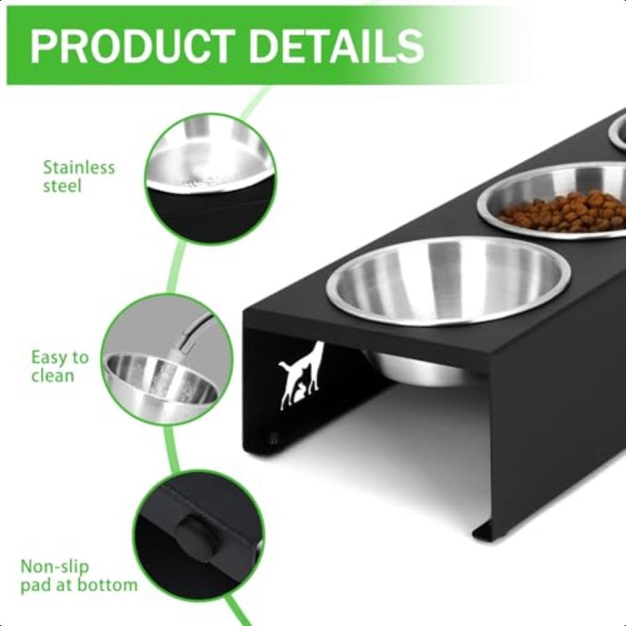 Upgraded Elevated Cat Food Bowl 15 Tilt Stand AntiVomit Elevated Cat Food Bowl 3 Stainl Steel for Feeding and Drinking Pet Feed