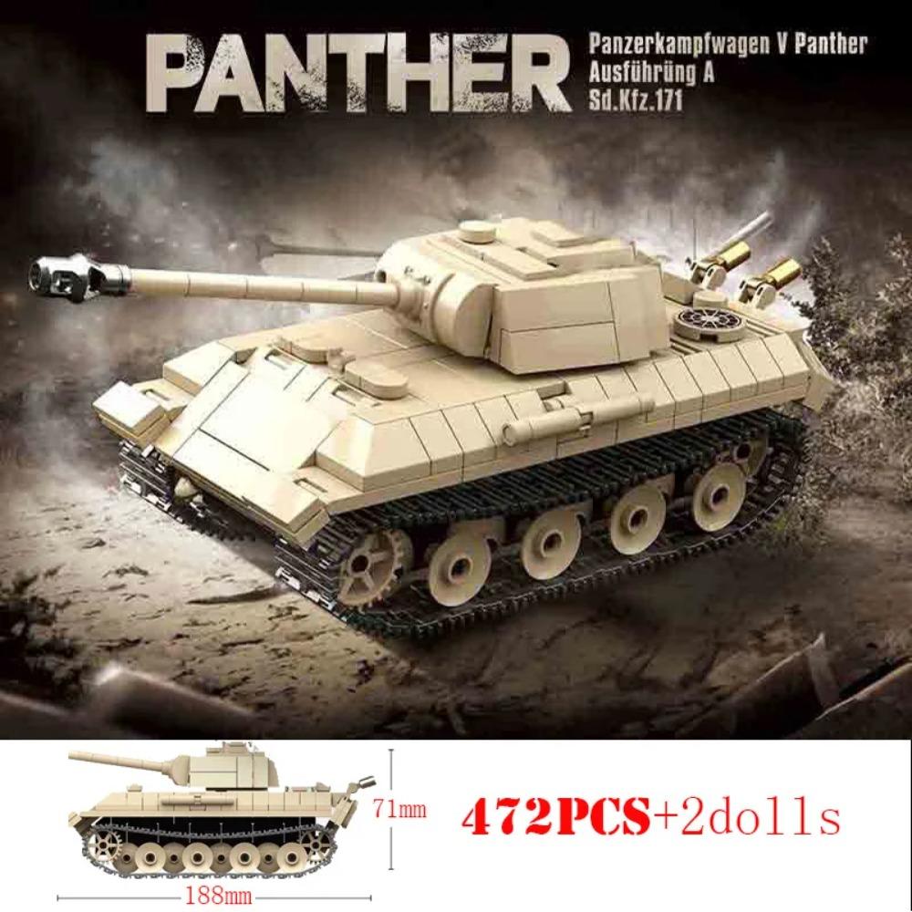 Militär WW2 Deutscher Panther Mittlerer Panzer Bausteine Weltkrieg Armee Soldat Tiger I Schwere Panzer Steine Kinder Kinderspielzeug Gif