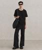 SENTAIR Dart Wide Flare Cotton Pants_Black