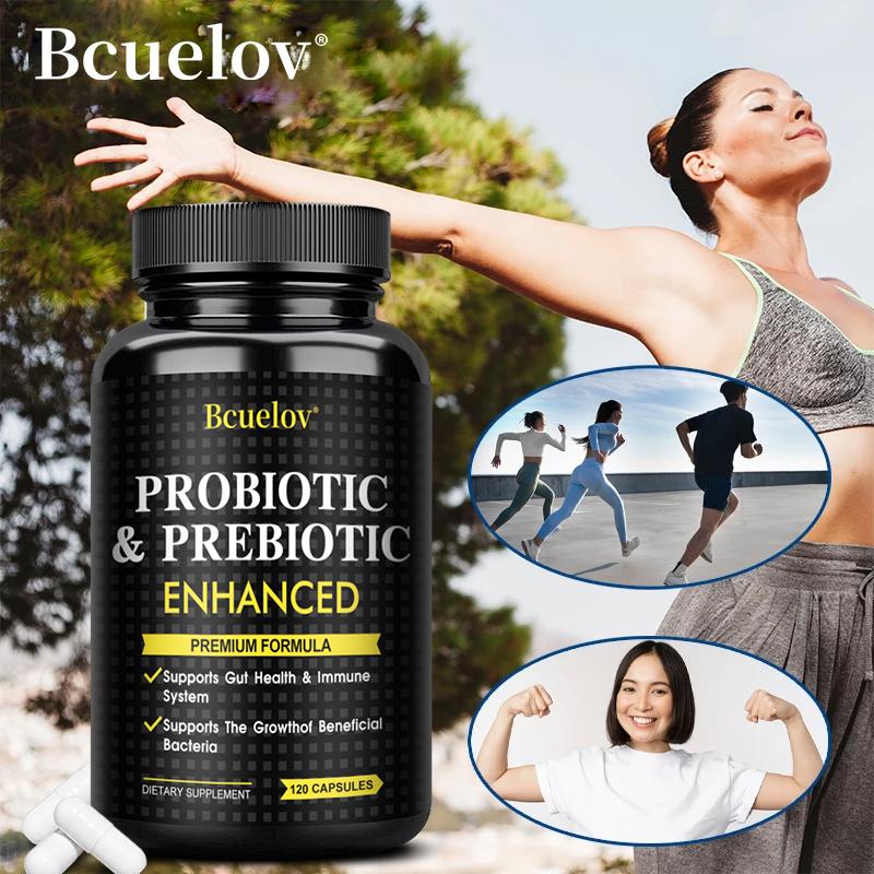Bcuelov Enhanced Probiotics and Prebiotics Capsules with 440 million active bacteria to protect intestinal health and enhance immunity