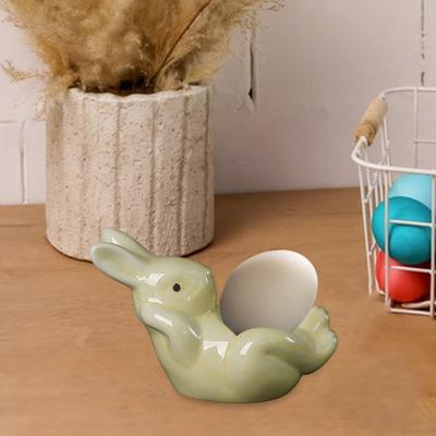 Yousheng Lying Bunny Egg Cup Ceramic Rabbit Egg Holder Easter Decoration Egg Stand for Soft-Boiled Egg Dining Table Spring Home Party Favors