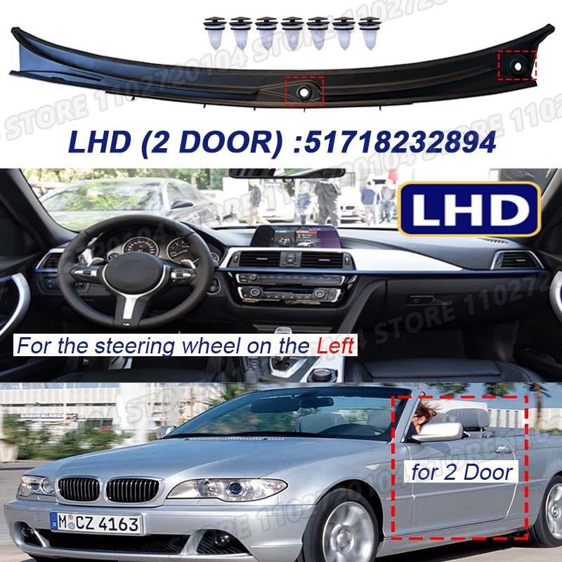 for E46 2 Door 1999-2006 Coupe BMW Windshield Wiper Cowl Panel Cover LHD 323Ci 325Ci 328Ci 330Ci M3 51718232894, RHD 51718232896