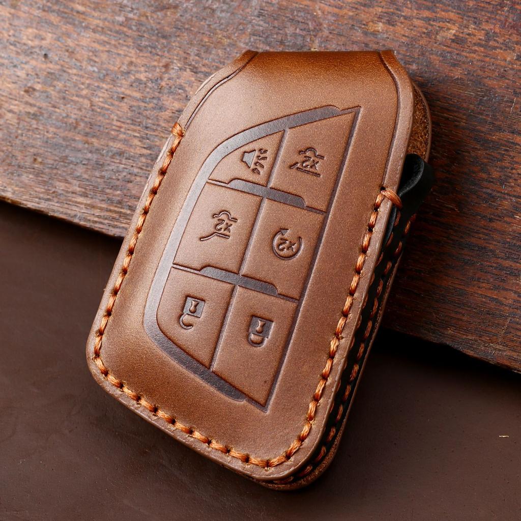 Genuine Leather Auto Key Fob Remote Case Cover Fit For Cadillac Escalade Ct4 Ct4-V Ct5 Xts Ct6 C8 Auto Accessories