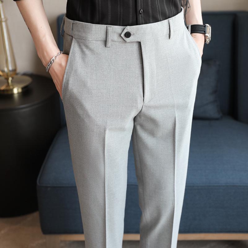 

TikTok Trending Men s Elastic Waist Dress Pants, Slim Fit Korean Style Straight Leg Casual Trousers 30