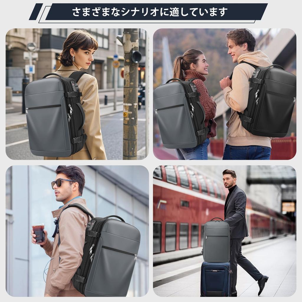 60L Expandable Vacuum-Sealed Compression Travel Backpack, Fits 17.3-Inch Laptops, Waterproof, TSA Lock, Carry-On, Includes Vacuum Pump, Gray