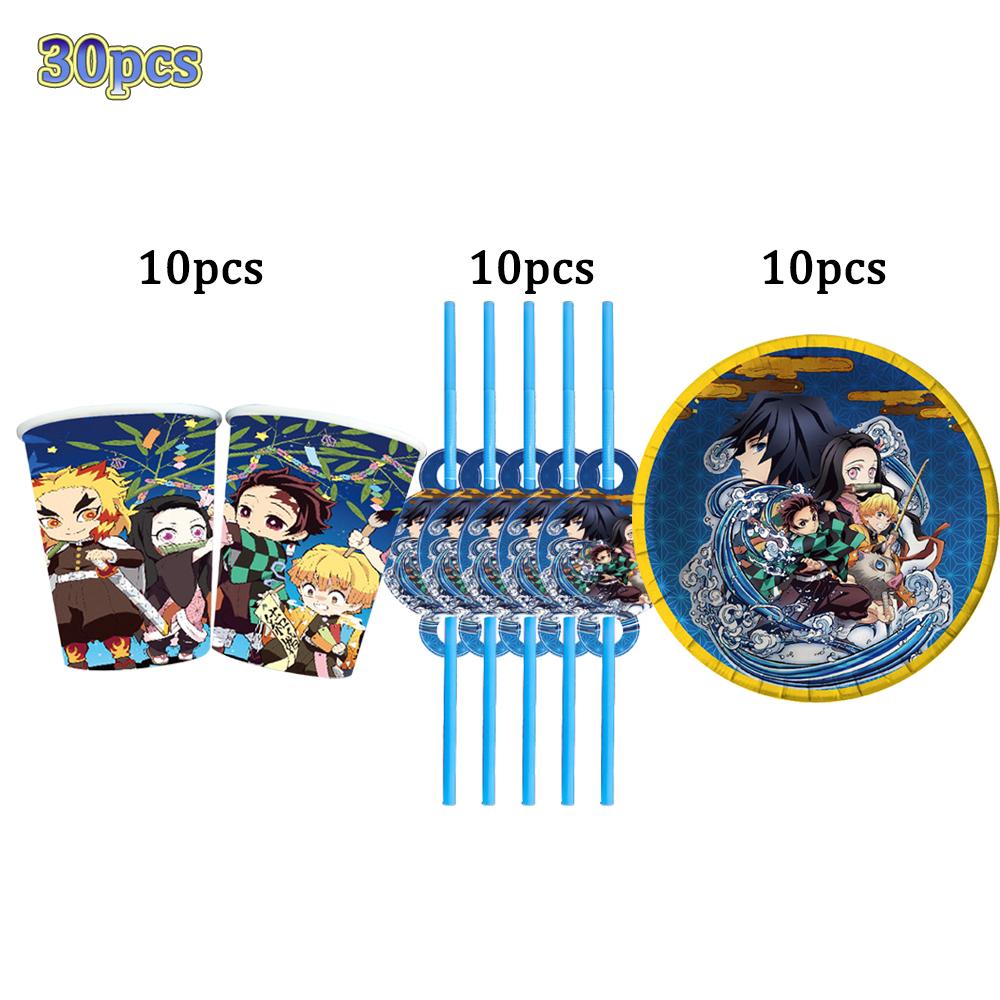 Kimetu No Yaiba Kids Birthday Party Decoration Tableware Paper Cups Plates Napkins Demon Slayer Theme Baby Shower Boys Supplies
