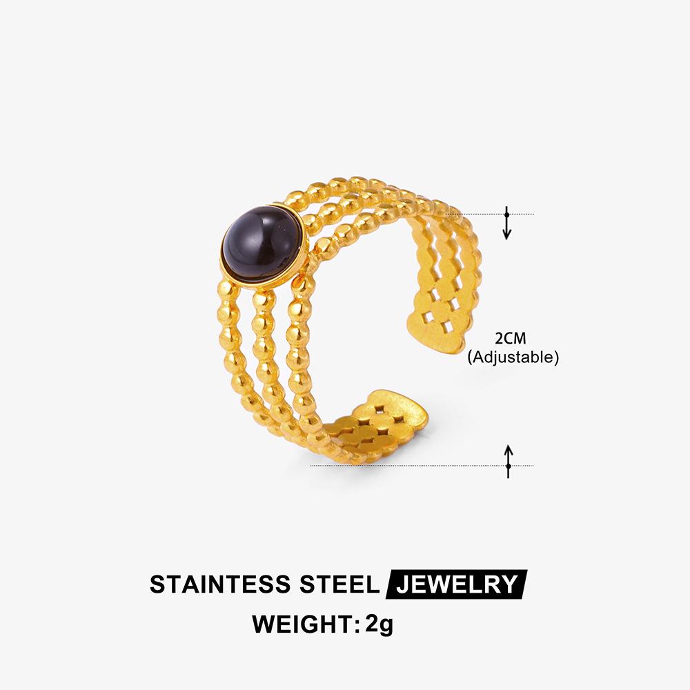 Bohemian Turquoise Adjustable Stainless Steel Ring - Geometric, Non-Fading