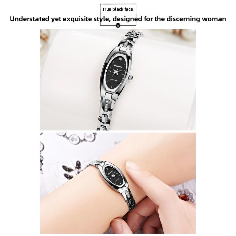 JINSHIDUN Brand Watches, Fashionable Tungsten Steel Thin Quartz Watches, Waterproof Ladies' Watches