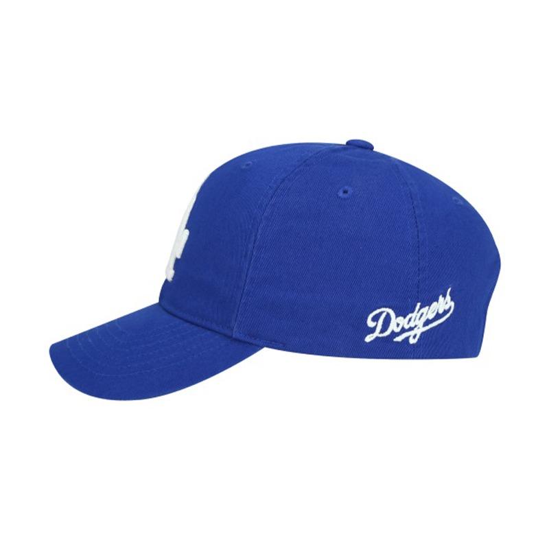 MLB Solid Color Large Label Basic Cotton Baseball Cap for Men and Women Blue F Unpackaged