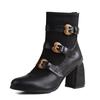 Plus Size 33-52 Women's Retro Black Ankle Boots Modern Lady Boots Block High Heels Belt Buckle Straps Office Lady Shoes