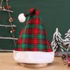 Red & Black Plaid Snowflake Santa Hat with Large Pom-Pom - New Christmas Decorations Set