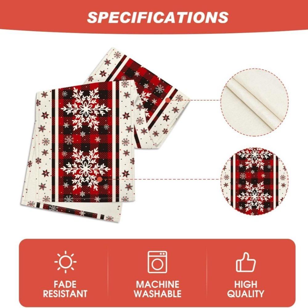 Artoid Mode Buffalo Plaid Snowflakes Christmas Table Runner, Seasonal Winter Kitchen Dining Table Decoration for Home Party Decor 13x72 Inch