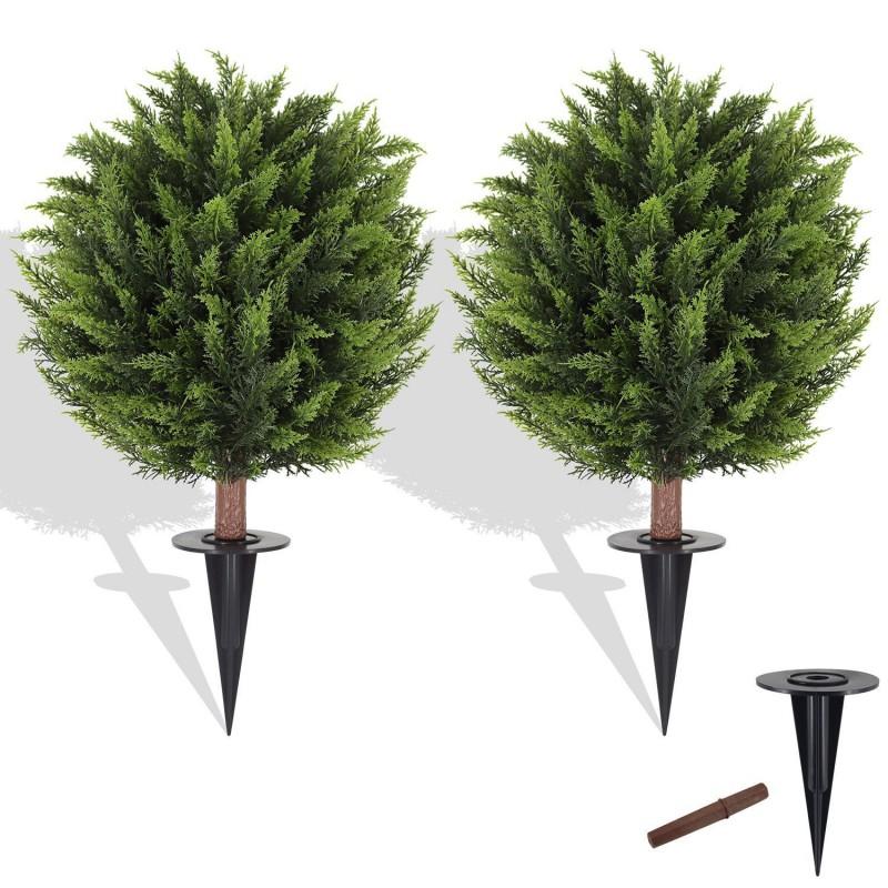 Artificial Boxwood Topiary Ball Outdoor Garden Decor Ground Stake Plant Patio Yard Home Landscaping