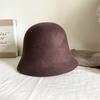 Pure wool bucket hat women's autumn and winter retro bucket hat black and white basin hat warm versatile