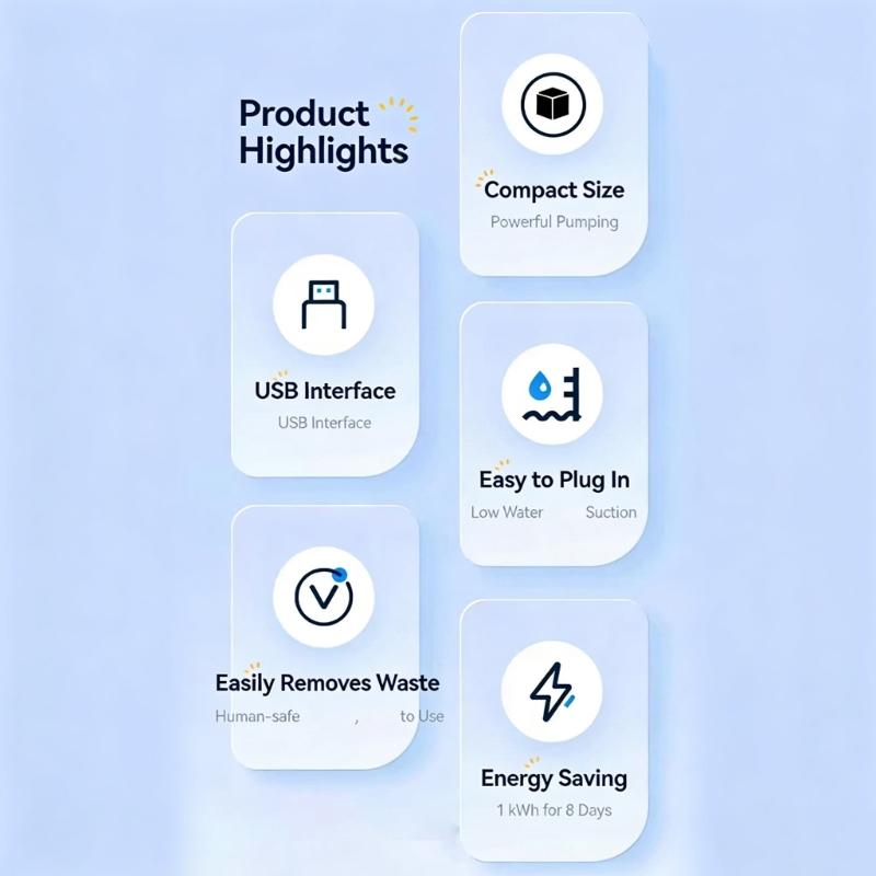 Quiet 5V USB Small Submersible Water Pump for Aquariums with Efficient Bottom Suction to Remove Sediment Ensuring Quiet Operations