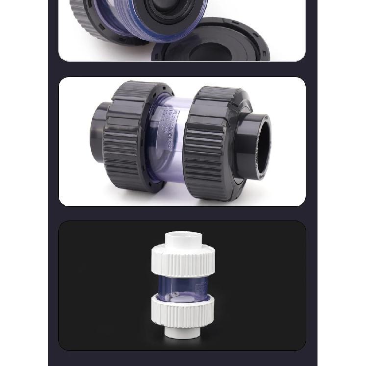 Flowcolour UPVC 25mm-32mm Gray Swing Check Valve Non-Return Flap Valve One Way Valve Fish Tank Connector Pipe Fittings