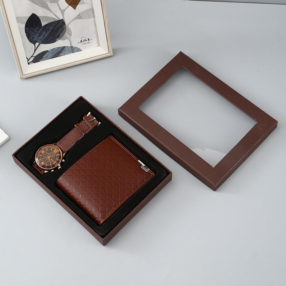 Set de Regalo para Hombre, Cartera + Reloj + Caja para Cinturón, Regalo de San Valentín Día del Padre para Novio Amigo