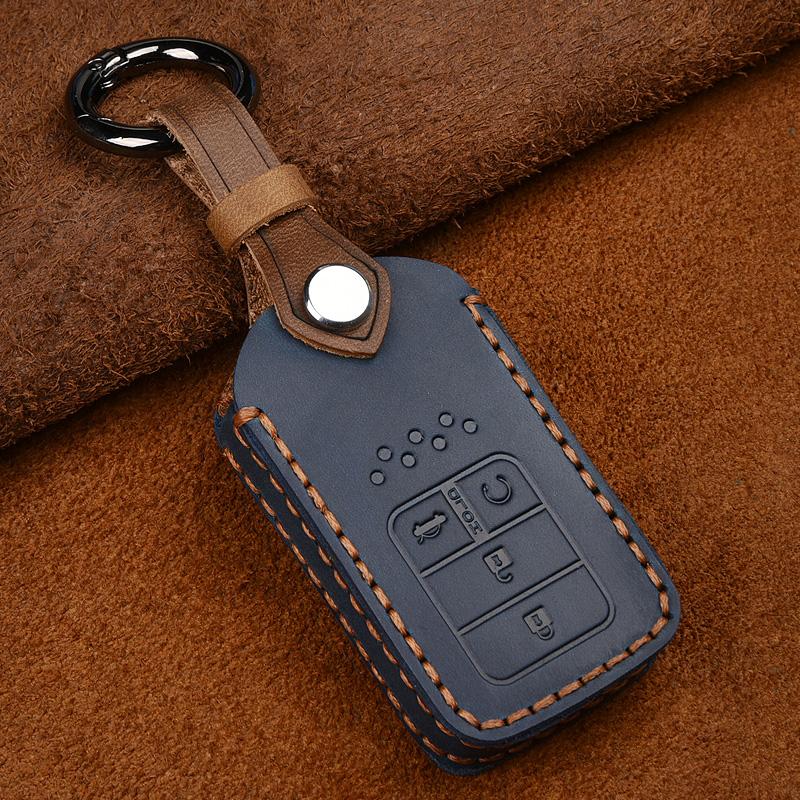 Leather Smart Remote Car Key Case Cover For Honda Vezel City Civic Jazz Brv Br-V Hrv Key Case 2Btn Car Accessories