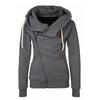 Women's Clothing Top European American Sports Cardigan Side Zipper Hooded Sweatshirt Jacket