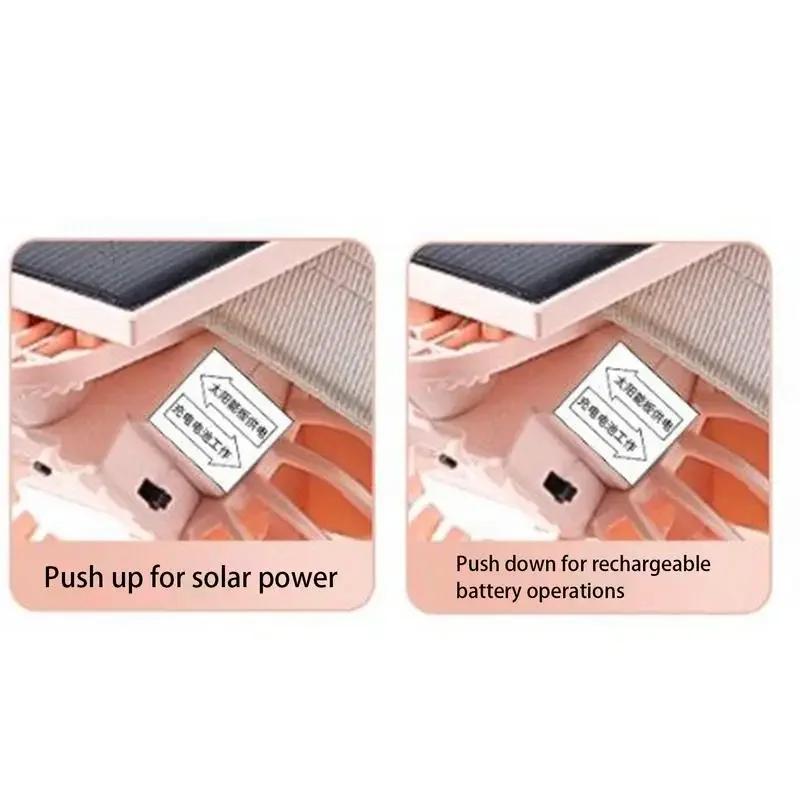 1pc Solar Powered Portable Hand Clip Fan USB Rechargeable Mini Fan Clip On Air Cooling Fan For Summer Outdoor Hiking Camping