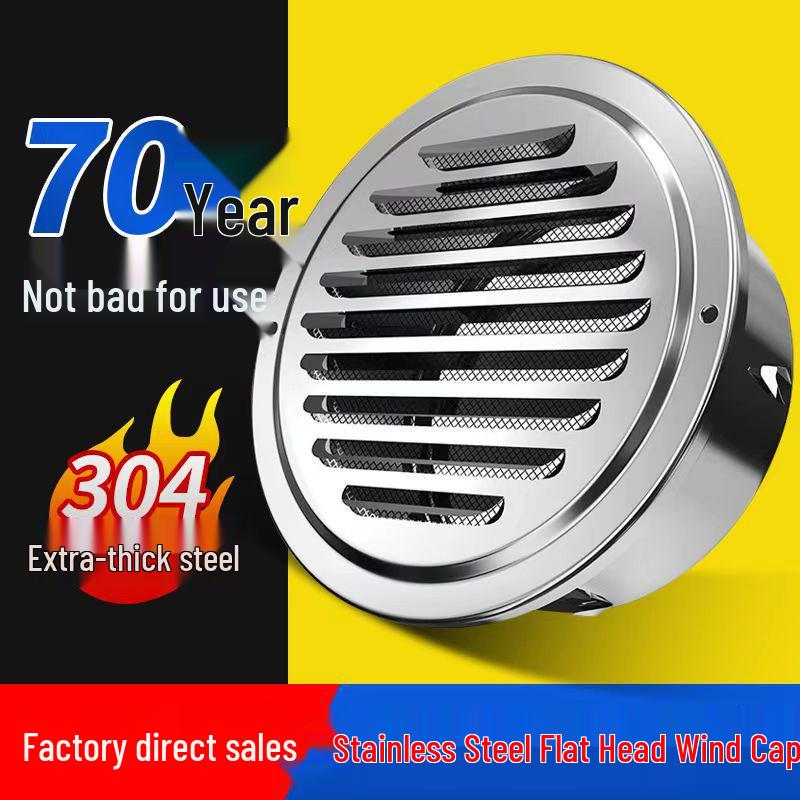 304 Stainless Steel Exterior Wall Vent Cap with Mesh Cover for Duct Exhaust Fans