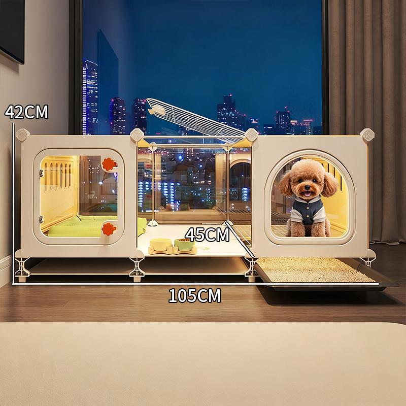 Einzimmer-Suite Hundekäfig Luxus Haustier-Villa mit Toilette Separater Bereich Teddy Hundehütte Premium Haustier-Residenzsystem Innen Zwinger