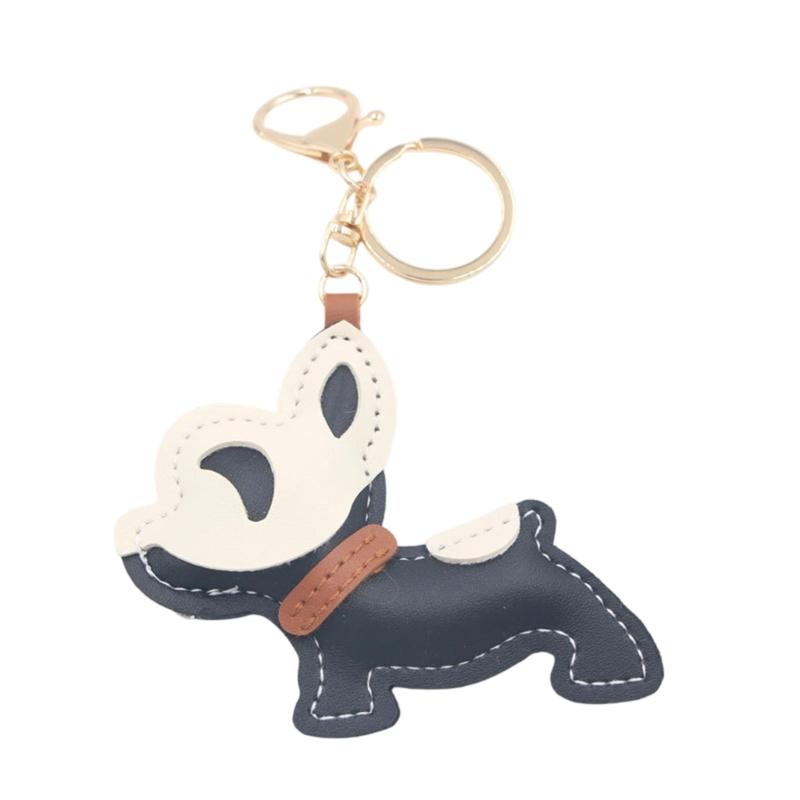 Leather Keychain Detailed French Bulldog Artwork Pendant Keyring Unique Present for  Birthday Holiday