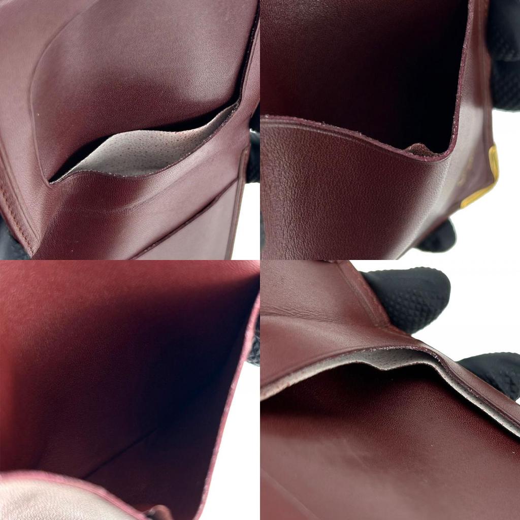 Used CARTIER Bill Compartment Must leather Bordeaux Bordeaux Bifold Wallet