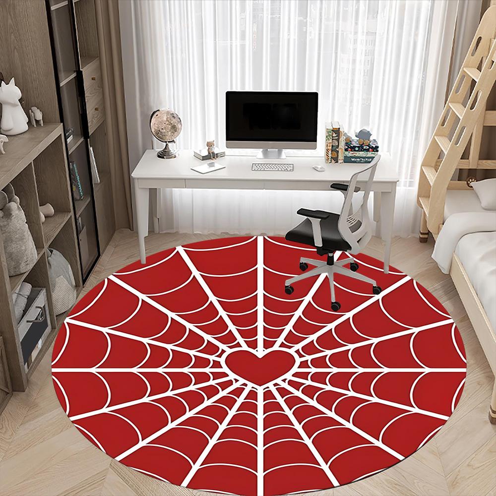 1pc Spider Web Heart Office Round Area Rug, Indoor Mat Suitable ForOffice, Under Office Chairs Bedroom Living Room Home Decor, D139