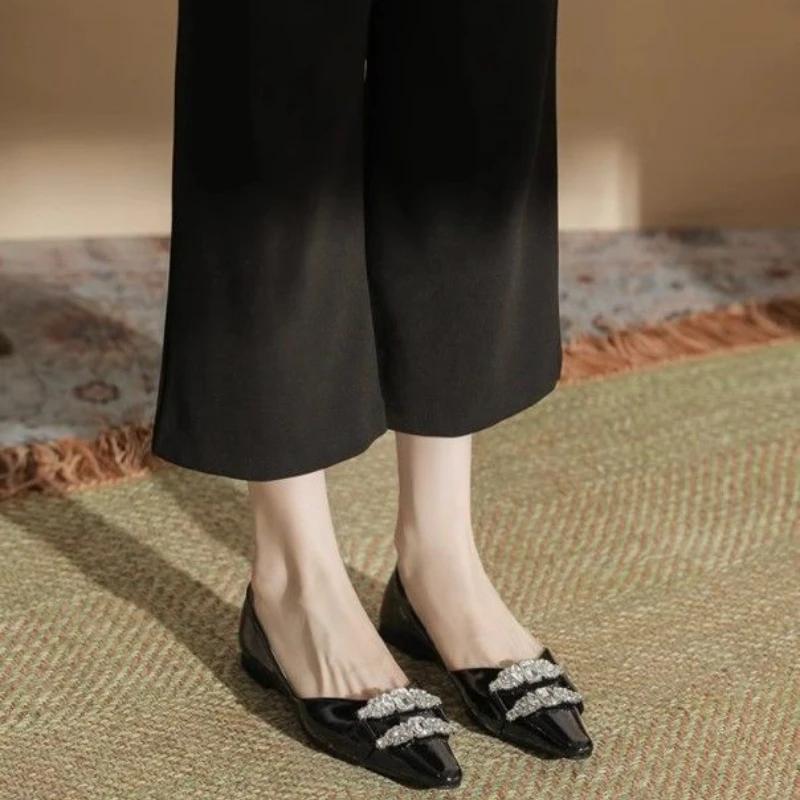 Fashion Women's Flat Shoes Diamond Slip-on Pointed Toe Rhinestone with Crystals Ladies Footwear Spring Sale 39 Chic and Elegant Casual