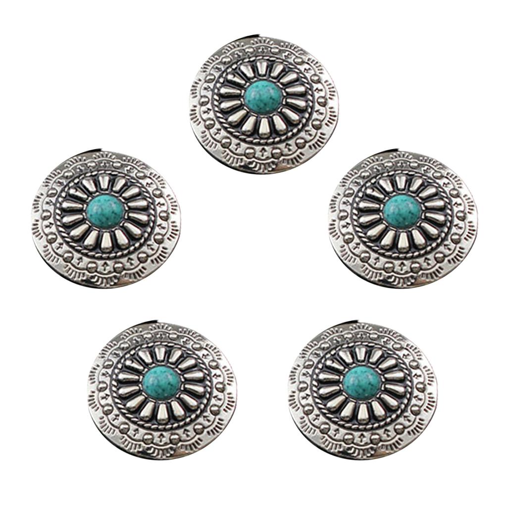5 Pcs Leather Decorative Button Imitation Turquoise Buttons Flower Clothes Buttons for Jewelry Making Decoration