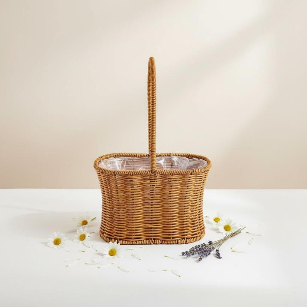 Handwoven Flower Basket Handmade Rattan Multifunctional