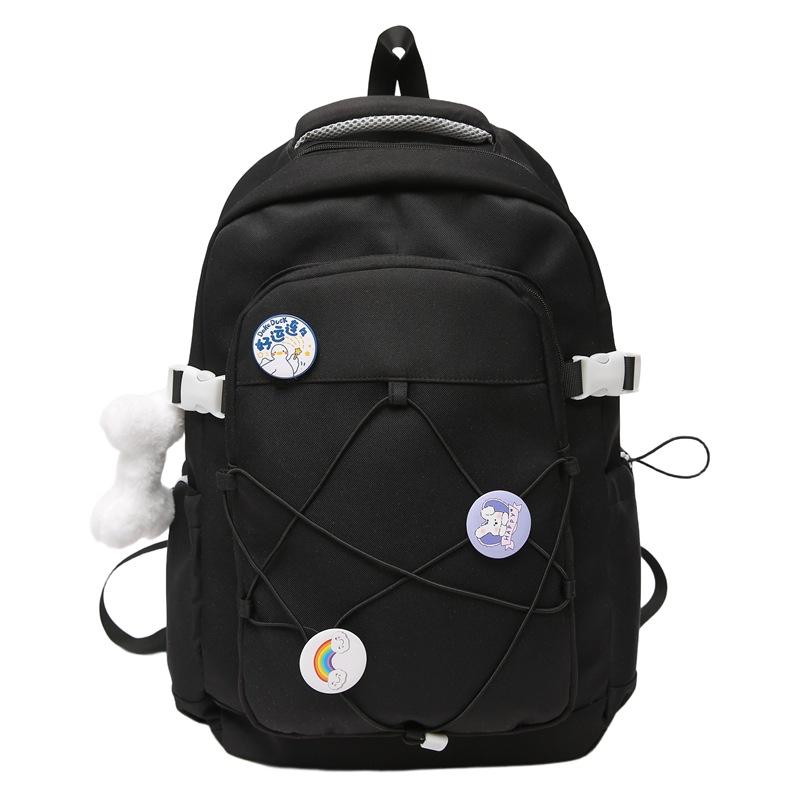 Drawstring Backpack Girl's Large Capacity Backpack Color Contrast Student Schoolbag Travel Bag