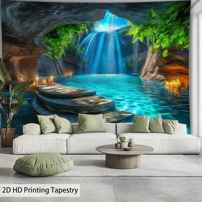 Tappezzeria Wonderland Cascata Grotta Sorgente Termale Curativa Naturale Stile Foresta Tranquilla Decorazione Soggiorno