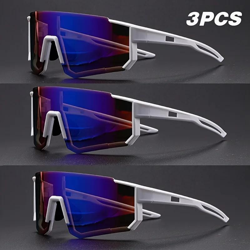 3 STÜCK Coole Radsport Winddichte Übergroße Sportsonnenbrille Trendige Outdoor-Brille für Damen Herren
