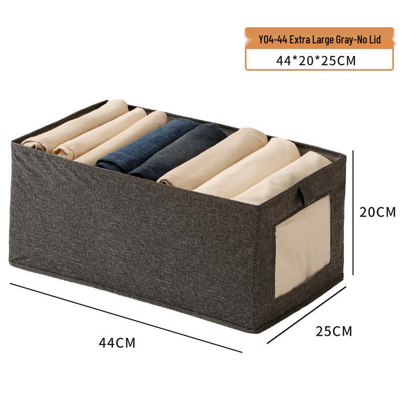 Cotton & Linen Foldable Storage Box with Window for Clothes