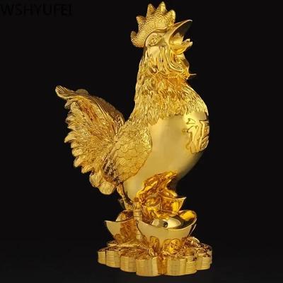 WSHYUFEI Goldene Hühnerdekoration Vergoldet Glücklicher Hahn Harzstatue Wohnzimmer TV-Schrank Figuren Chinesische Dekorationen