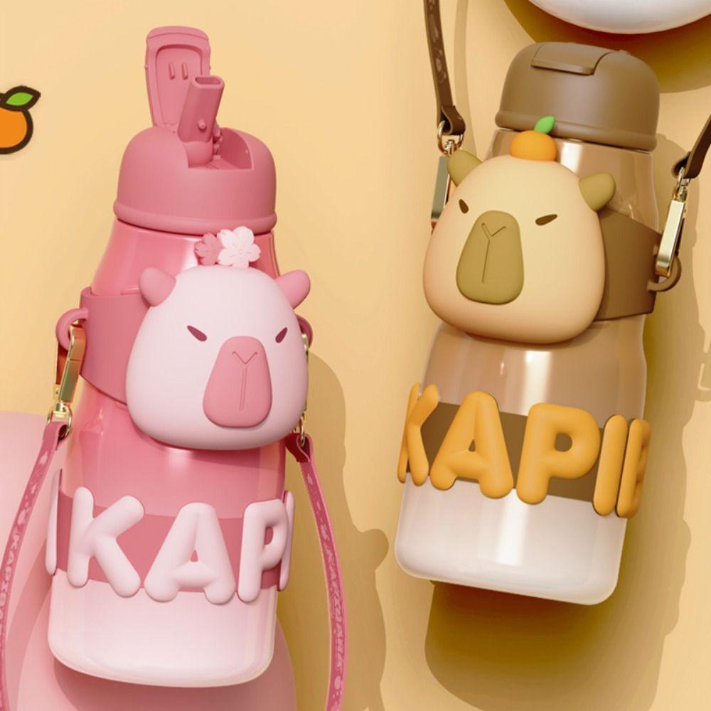 640/600/550ML Large Capacity Vacuum Flasks Capybara Thermal Mug Water Bottle  for Boys and Girls