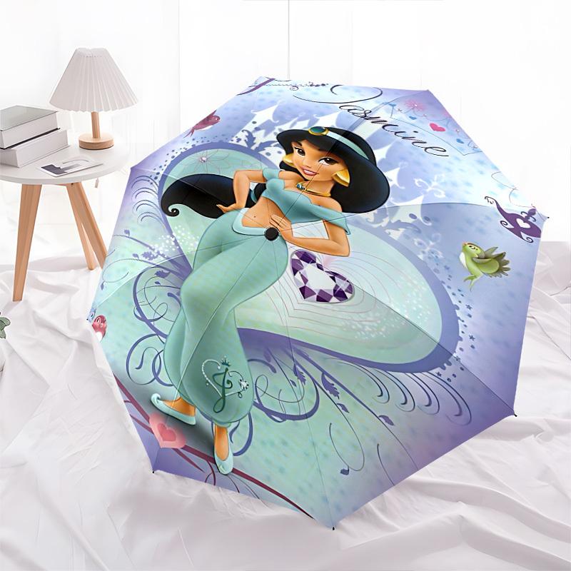 Jasmine, Princess Themed Automatic Opening and Closing Umbrella, Brightly Colored 8-rib Portable Umbrella, Suitable for Men and Women, A Perfect Gift