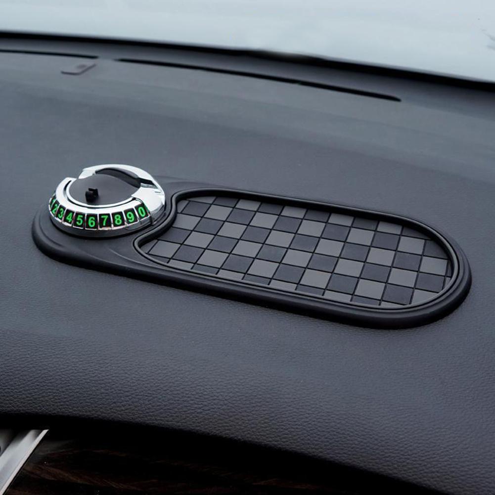 Car Dash Grip Pad with Parking Numbe Plate 360 Degree Rotating Car Phone Holder Anti-Slip Car Cell Phones Keys Dashboard Mat