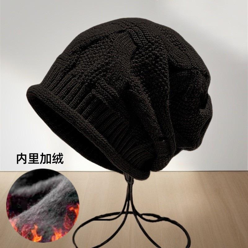 Autumn and winter stacking hat fashionable versatile big head circumference loose confinement nightcap bag head cold-proof knitted wool hat women