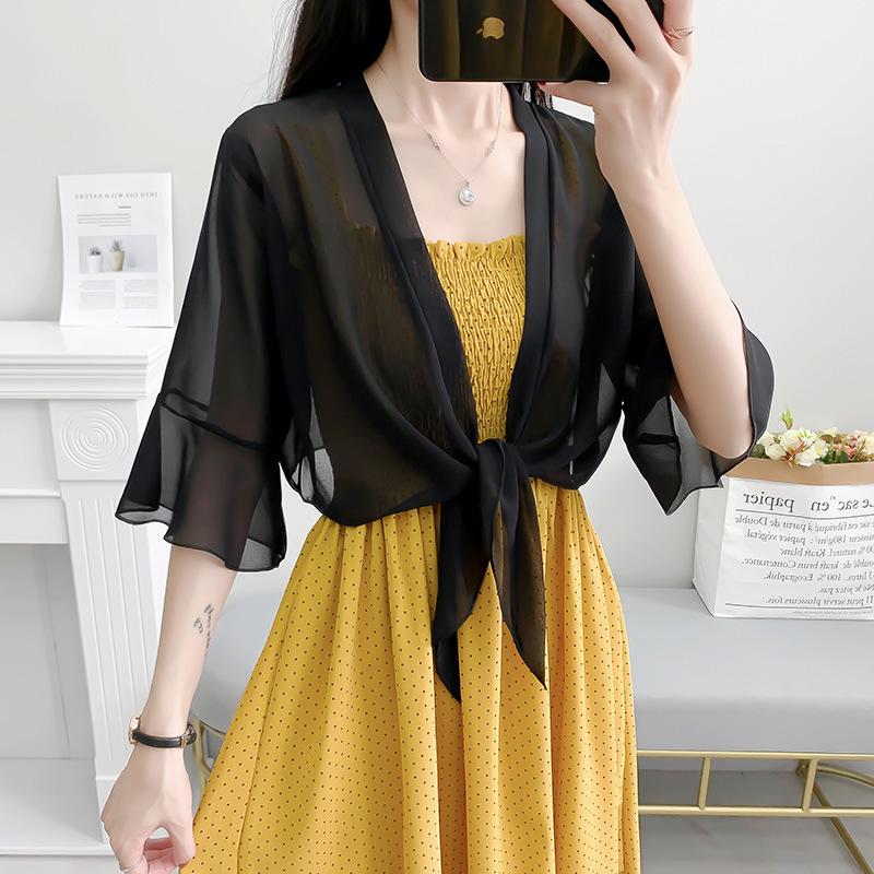 Summer 2026 Women's French Chiffon Sun Protection Cardigan Shawl
