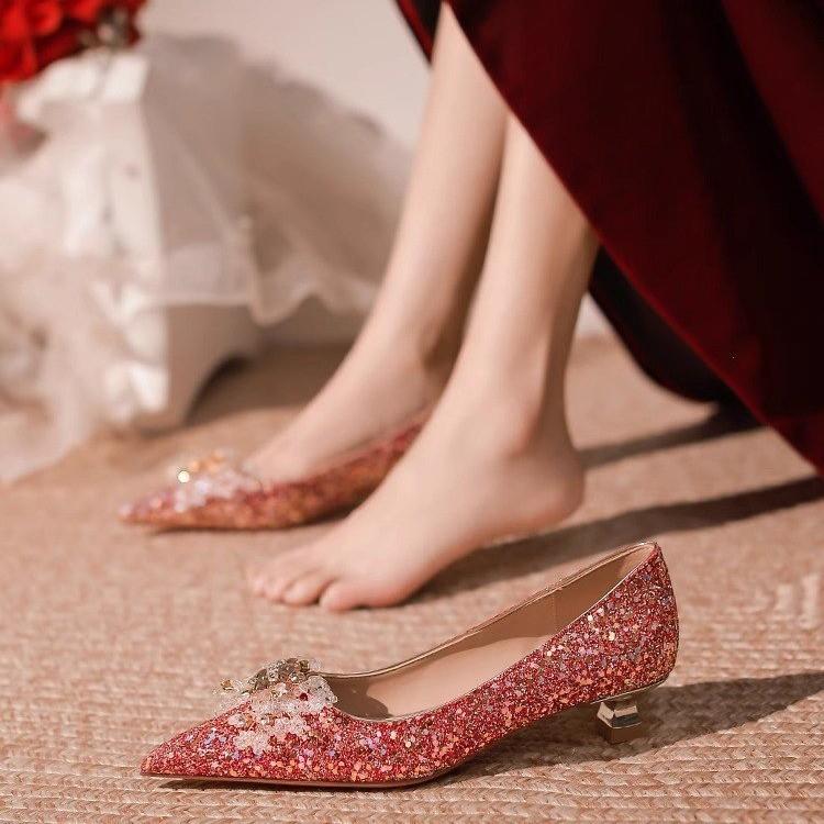 

Хрустальные свадебные туфли женские новые туфли Hezhu свадебное платье свадебные туфли не устают ноги шампанское свадебные туфли на шпильке высоком каблуке 40