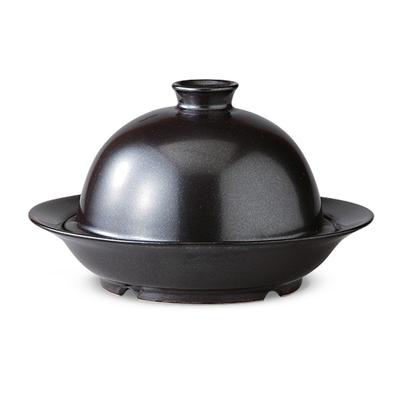 Hasami-Keramik CtoC JAPAN Einfaches Dämpfgaren in der Mikrowelle Dampfgarer Schwarz B19,5×T18×H12(cm) 350(cc)