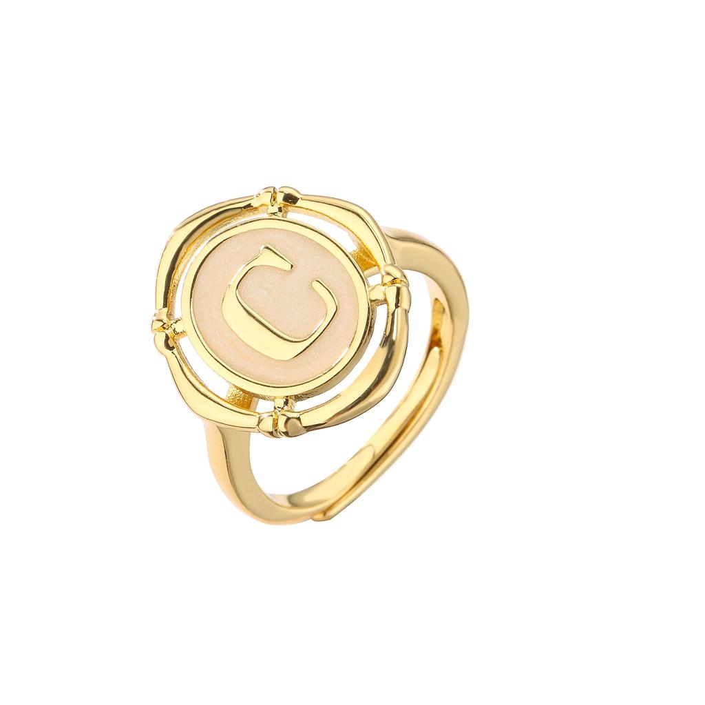 HECHENG, A-Z Letter Enamel Rings For Women, Couple Alphabet Name Initials Ring Adjustable Opening Finger Jewelry Free Shipping