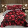 Red Cranberry Pattern Bedspread Queen Full Fruit Theme Coverlet 2/3 Pieces Reversible Quilted Bedding Set Set For Teens Youngs