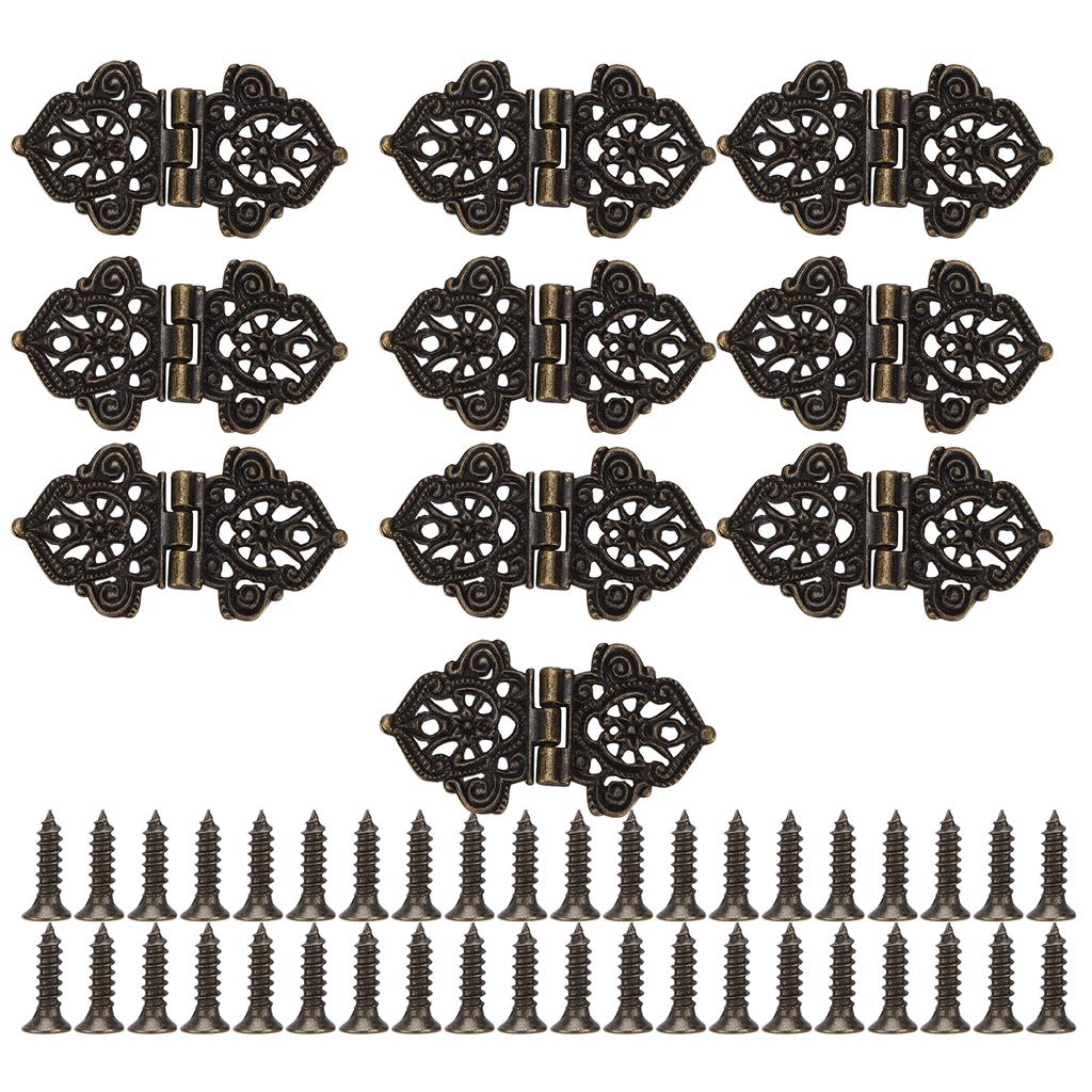 Antique Decorative Hinges Green Bronze Printing Zinc Alloy Furniture Wooden Box Gift Box DIY Hinges