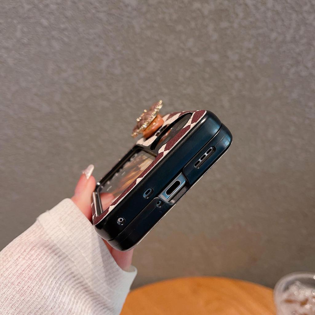 Rhombus Wrist Strap Case for OPPO Find N2/N3 Flip Foldable Phone